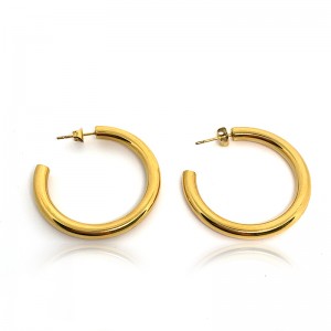 Boucles d\'oreilles solides plaquées or en acier inoxydable/hoops