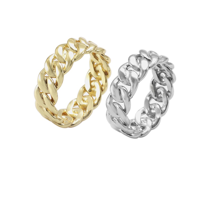 Bague à anneau de mode en acier inoxydable 18 carats en or et en acier anneau
